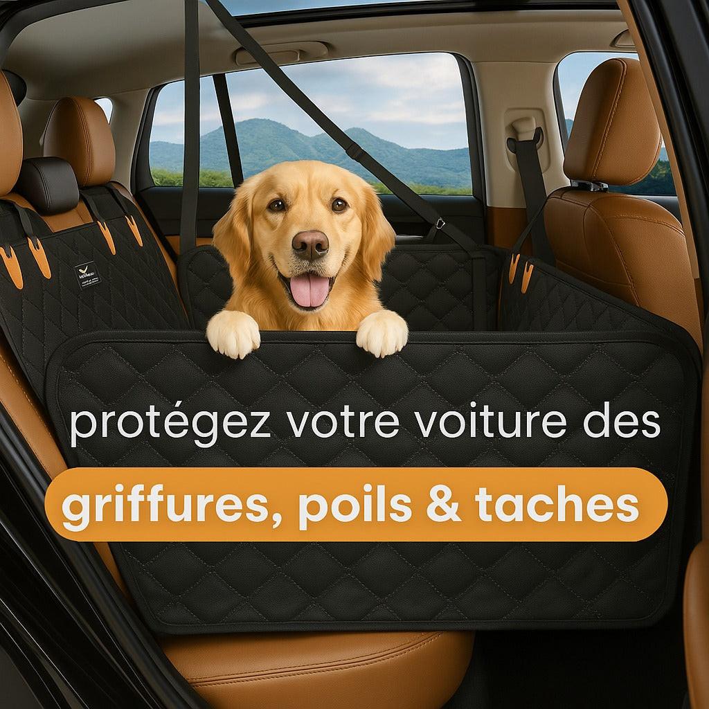 Dog car seat hammock with side flaps, ideal for pet travel & car protection.