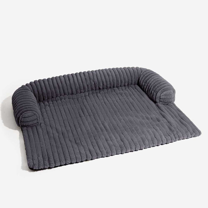 Luxurious fluffy pet sofa cover. A non-slip furniture protector & dog mat for comfortable, clean pet lounging.