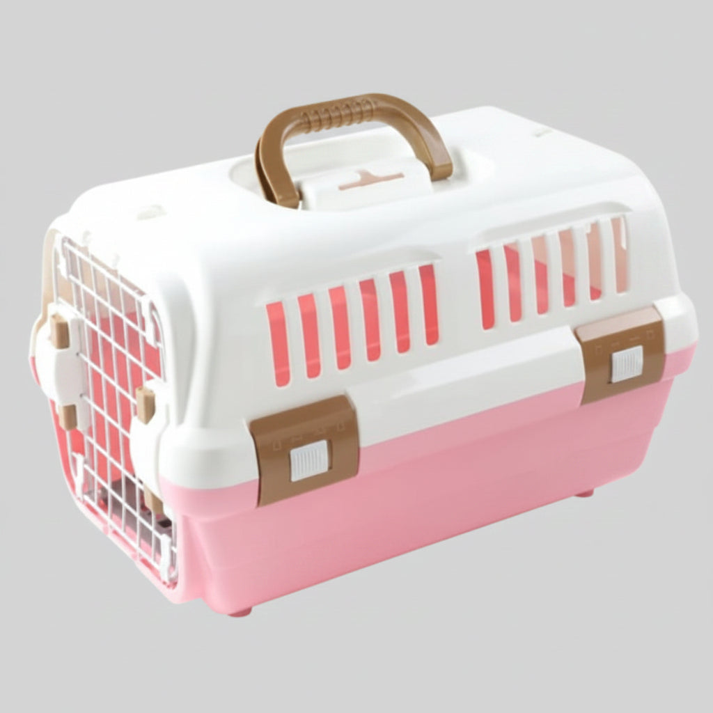 Durable cat carrier with breathable design, comfort pad & travel bowl. Perfect pet accessory.