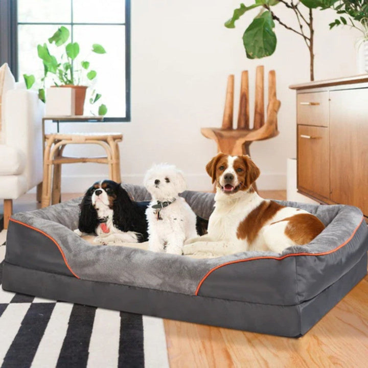 Extra-large memory foam dog bed for big dogs, offering ultimate comfort and supportive pet furniture.