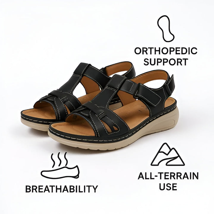 Pair of women's summer sandals, ready for warm weather adventures, offering arch support.