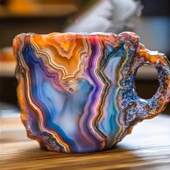 Clear mineral crystal coffee mug, durable and elegant for stylish tea and coffee sips.