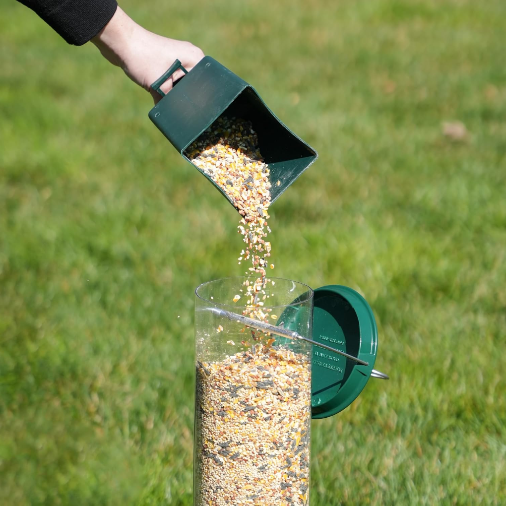 Elegant squirrel-proof bird feeder, ideal for outdoor garden & backyard decor, attracting wild birds for nature lovers.