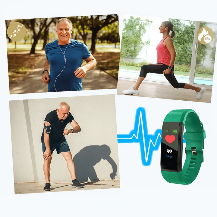 Wearable tech for seniors: GPS tracker smartwatch with emergency fall detection and health monitoring.
