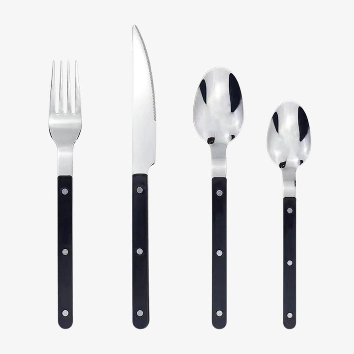Elegant 24-piece engraved stainless steel flatware set for home dining, kitchen & tableware.