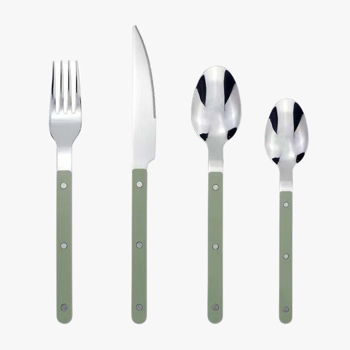 Premium 24-piece engraved stainless steel cutlery set, a durable and stylish tableware gift option.