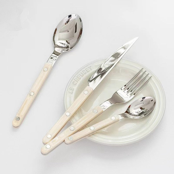 Modern 24-piece engraved stainless steel kitchenware set, enhancing your home dining experience with elegance.