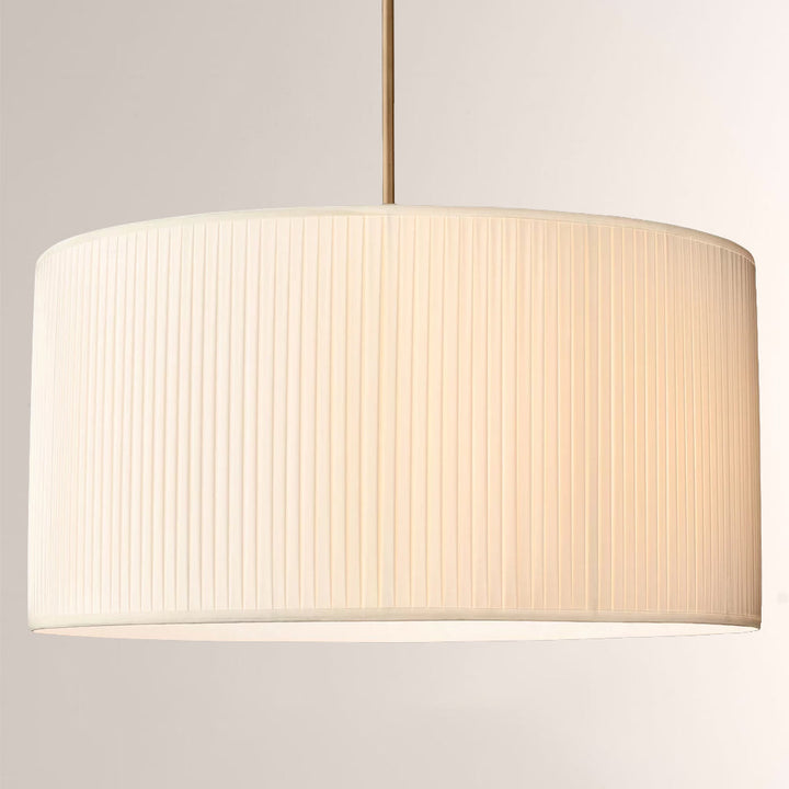 Elegant 3-light silk drum pendant light fixture, perfect for modern living room decor.