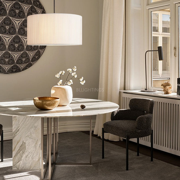 Modern nickel finish 3-light drum pendant light, an ideal ceiling fixture for contemporary homes.
