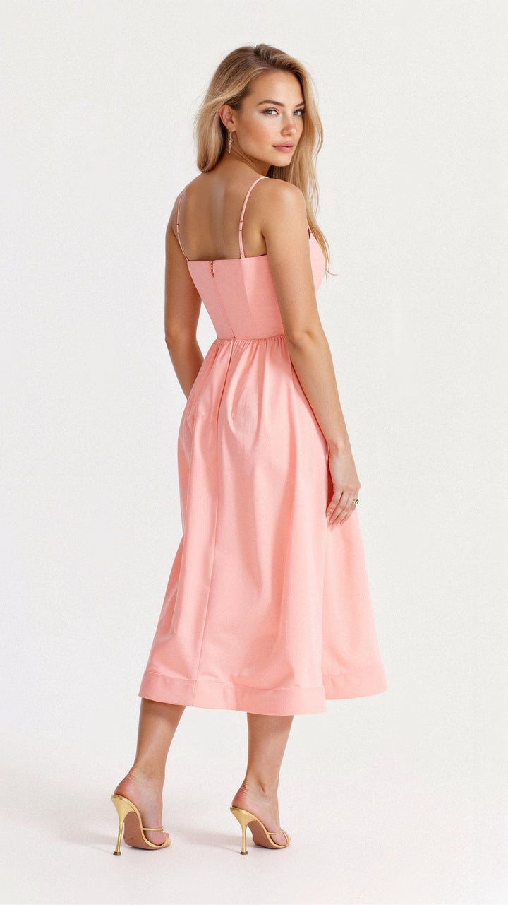 Comfortable & elegant women's A-line midi dress. Ideal for special occasions, spring & summer events.