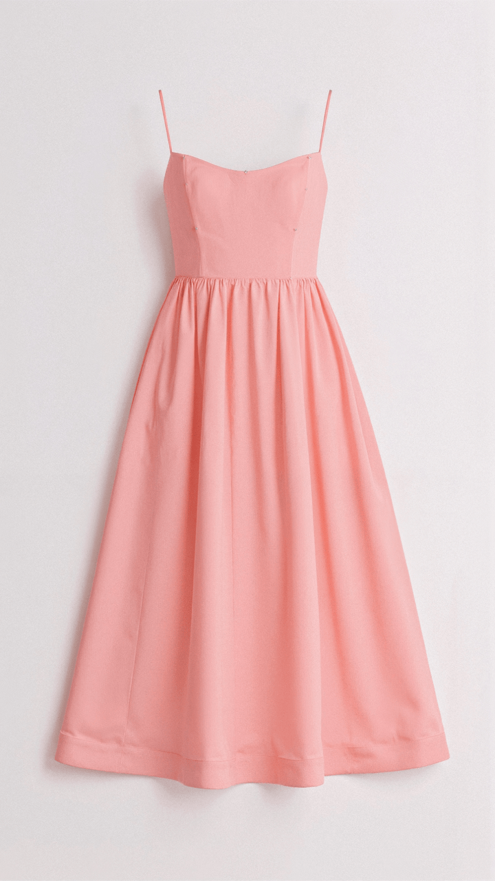 Women's elegant A-line midi dress for special occasions. A perfect flowy party or day dress.