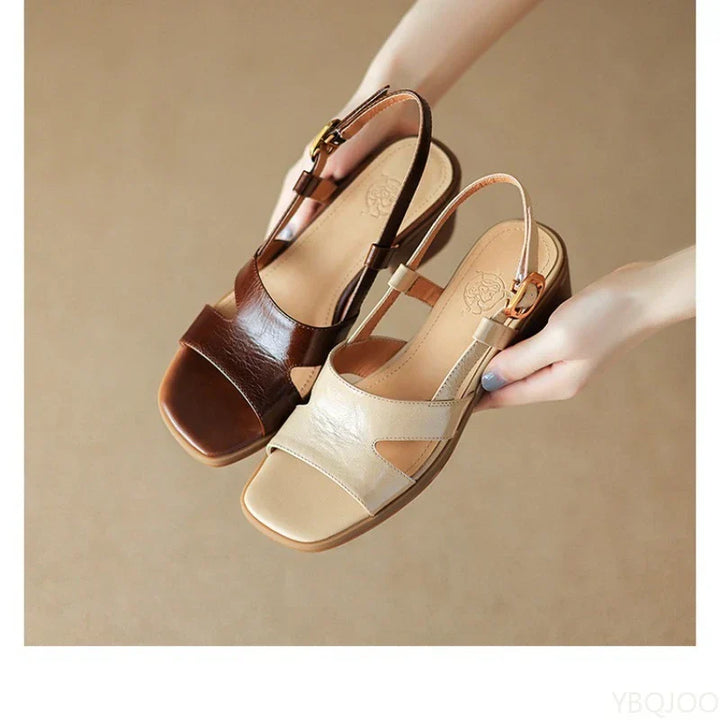 Beige low heel square toe pumps for women, featuring a sophisticated slingback design, ideal for daily wear.