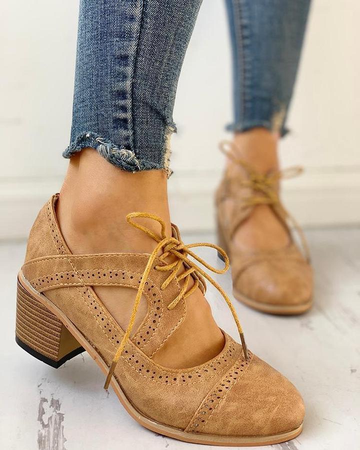 Vintage-inspired women's heeled lace-up T-strap formal shoes in gray, a chic and elegant footwear