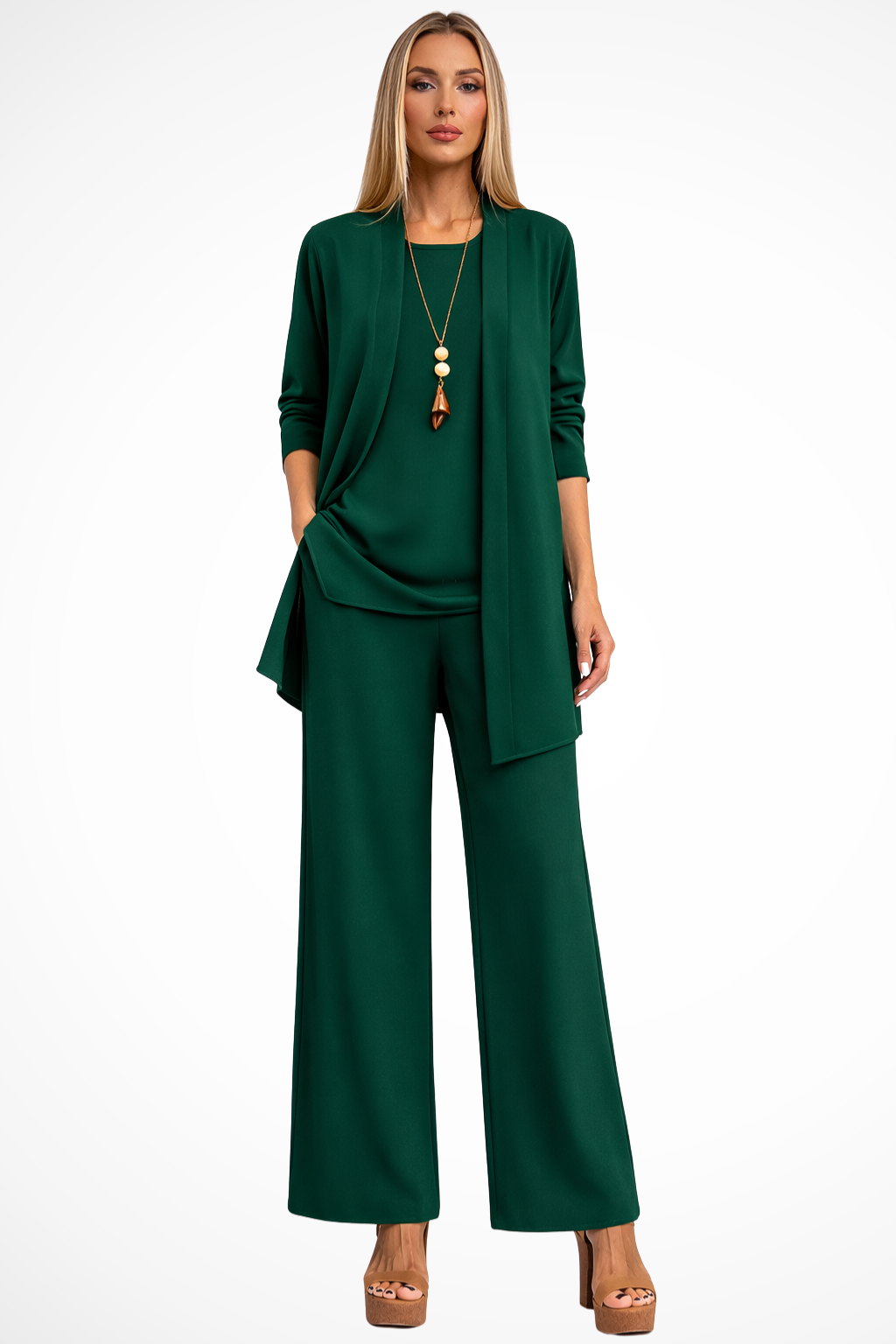 Trendy formal women's 3-piece outfit, a modern take on party and business professional wear.