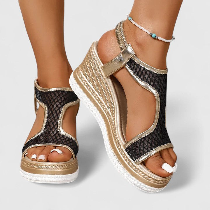 Open-toe beige comfort sandals, women's orthopedic design, for summer and active walking.
