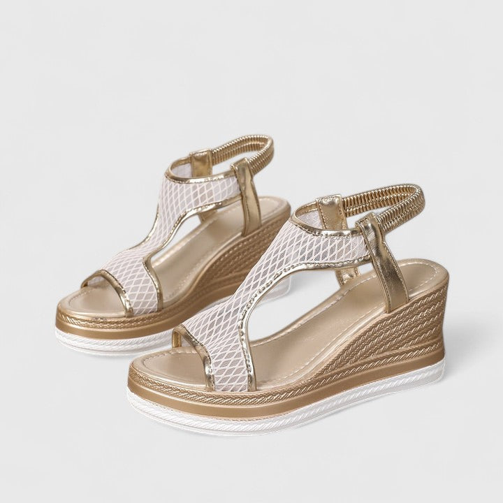 Black elegant orthopedic walking sandals for women, featuring arch support & comfort.