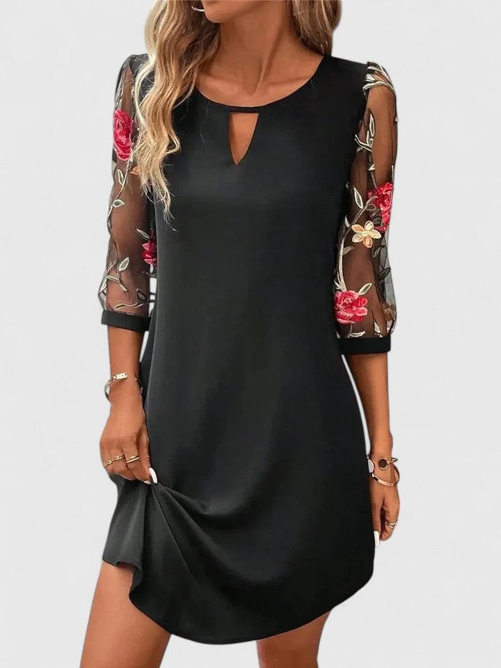 Chic navy blue summer dress for women. Sophisticated and versatile for formal events, parties, or evening wear.