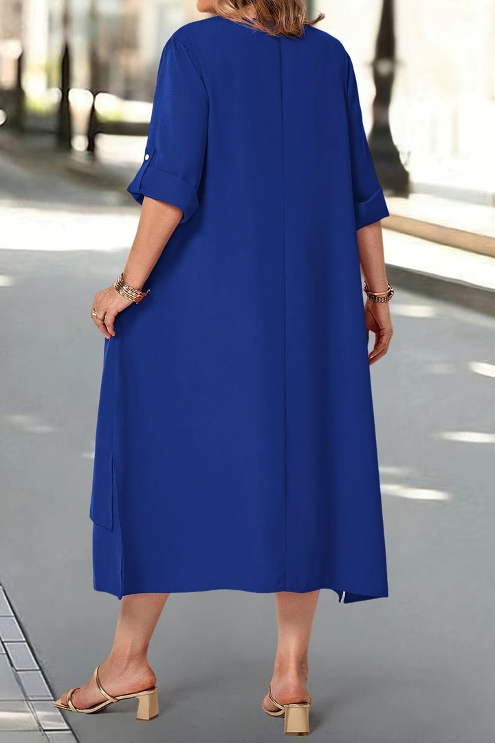 Back view of a graceful women's evening gown, elegant maxi dress with a flowing silhouette, formal occasion ready.