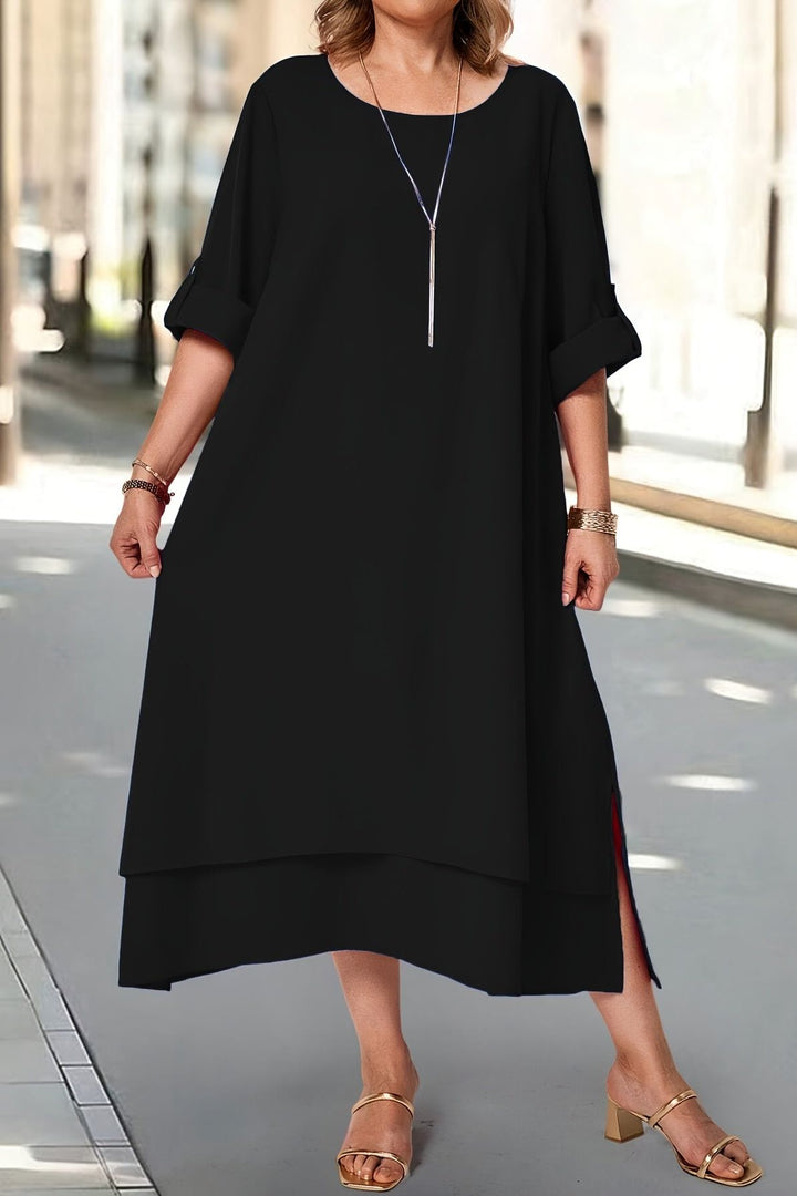 Full-length elegant women's maxi dress, ideal as formal wear or a party dress with a comfortable, flowing fit.
