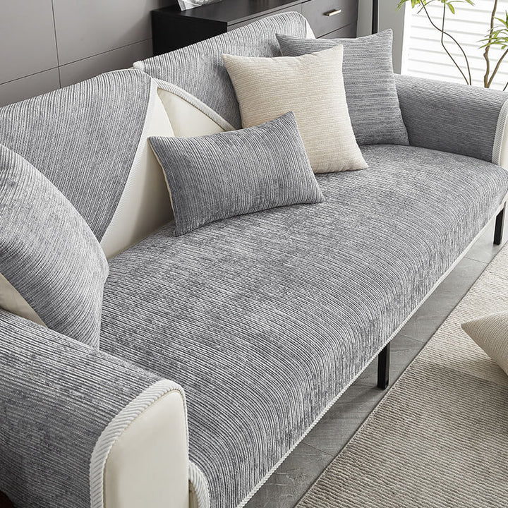Elegant Chenille Striped Anti - Scratch Couch Cover for Living Room - Lexians