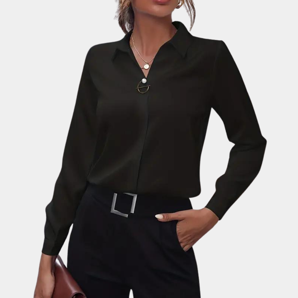 Women's elegant flowy long sleeve chiffon blouse, a versatile stylish top for any fashion-forward woman.
