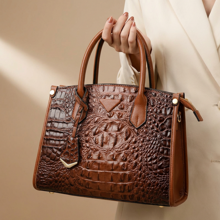 Elegant croc-embossed women's shoulder bag in faux leather, perfect fashion accessory for daily use