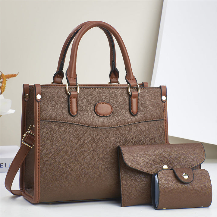 Versatile women's faux leather tote bag from a 3-in-1 set, perfect for everyday fashion.