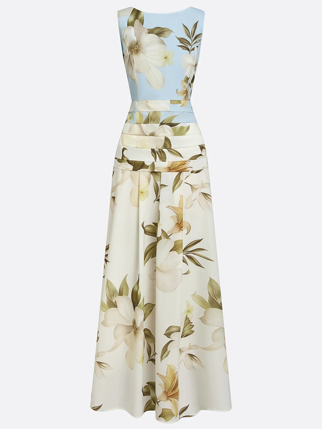 Elegant floral print maxi gown for women, suitable for special occasions & parties.