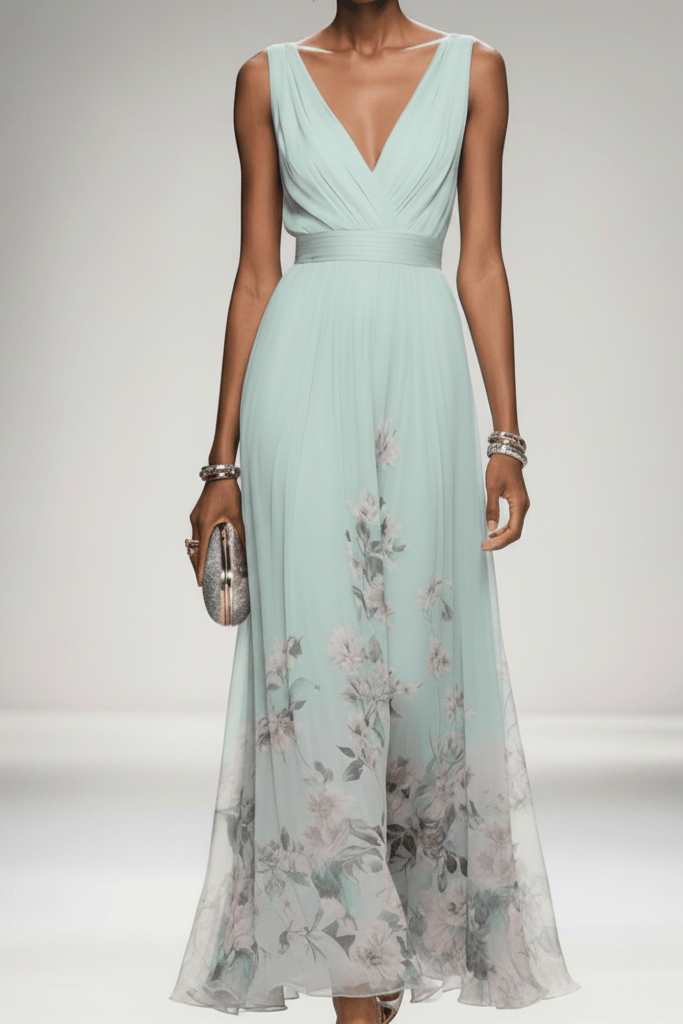 Light and airy floral maxi dress, embodying summer elegance. Perfect vacation and day dress.