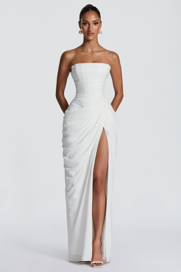 Sophisticated women's evening dress, a long formal gown for special events.