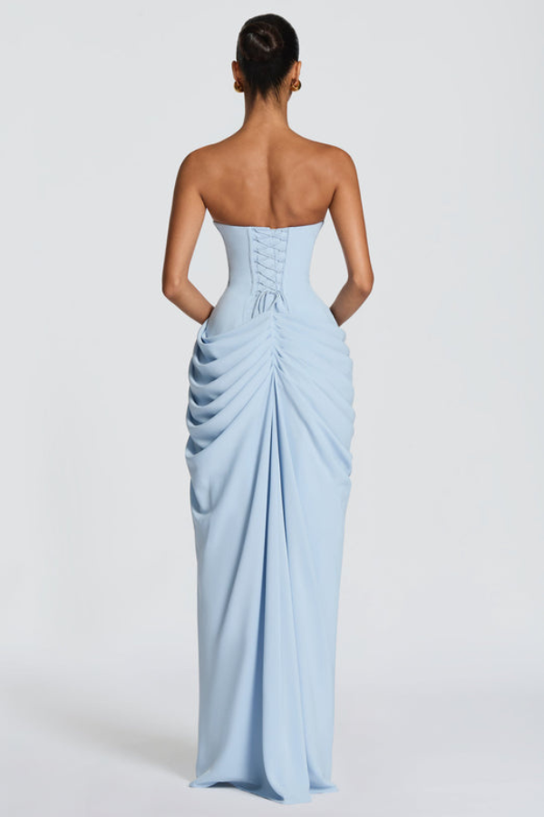 Flowing women's occasion dress, offering graceful style for formal gatherings.