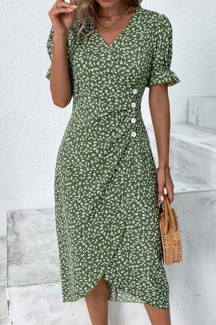 Elegant flowing midi dress for women, perfect for effortless style. Comfortable casual summer attire.