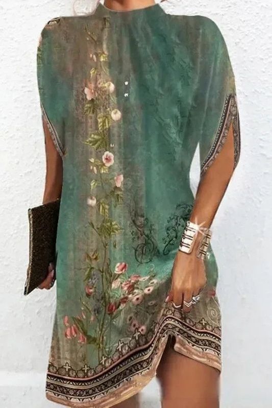 Comfortable & chic women's elegant flowing midi dress for spring & summer, perfect for everyday or work.