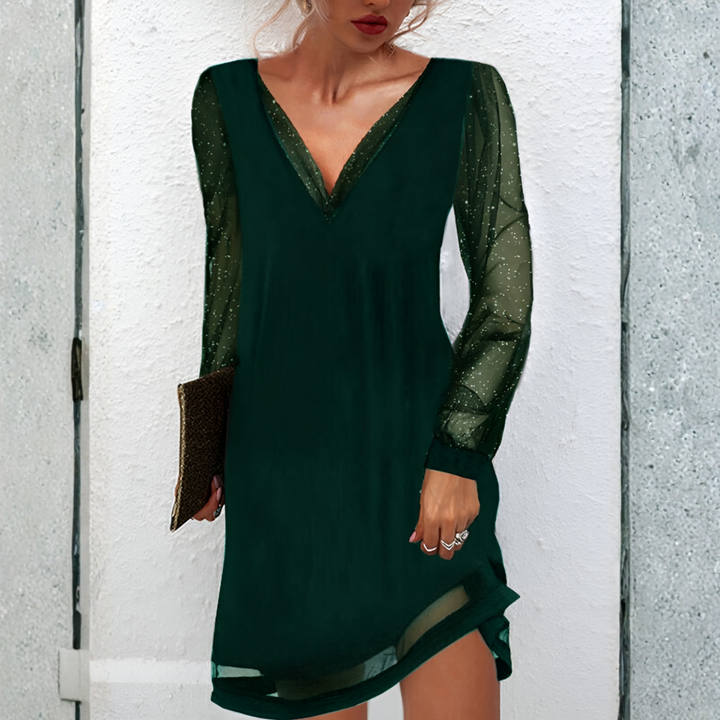 Stylish women's elegant midi dress with flowing design, ideal for timeless spring, summer, and autumn fashion.