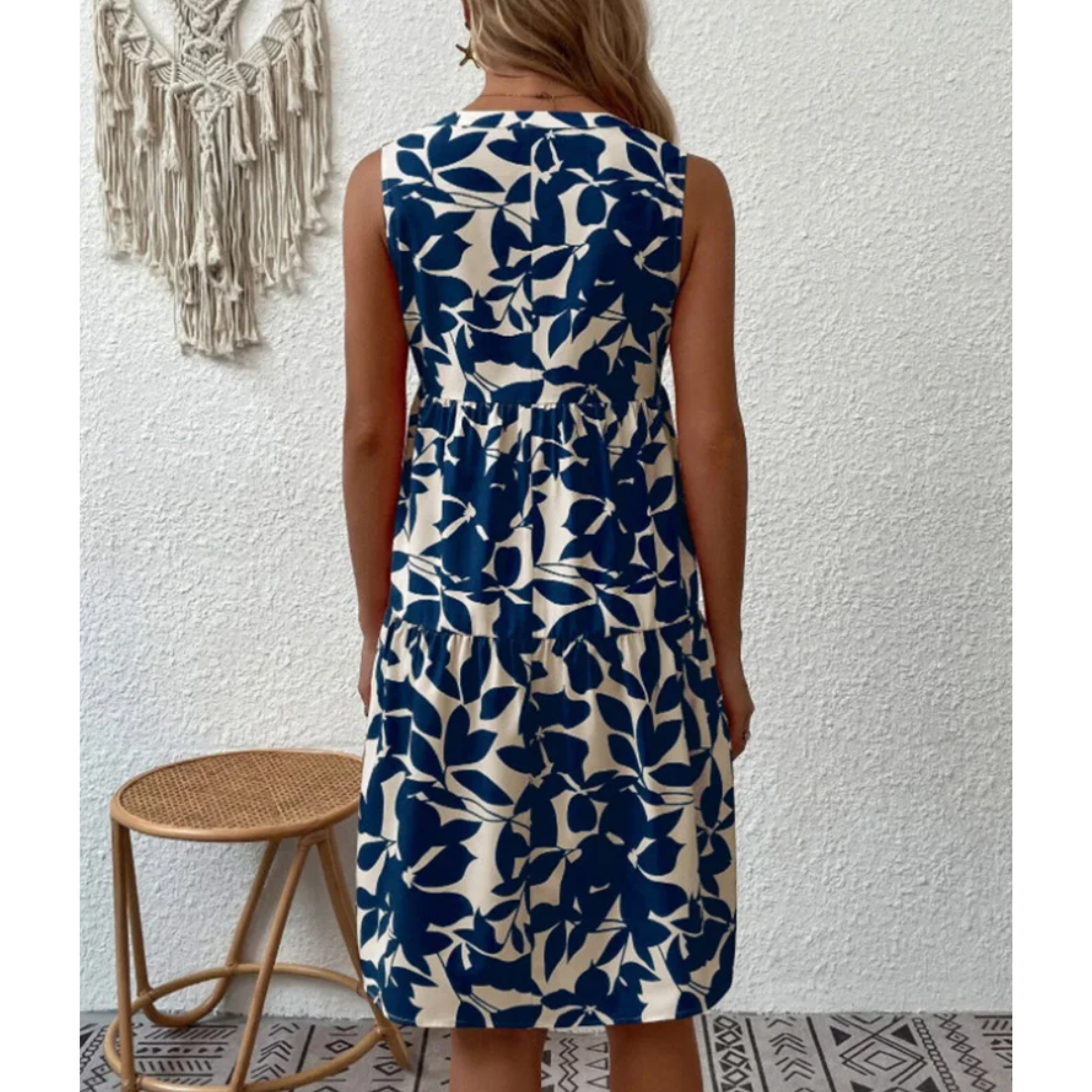 Timeless navy blue midi dress for women. Elegant, comfortable & versatile fashion for everyday & special events.