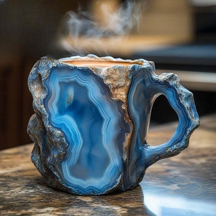 Elegant handcrafted crystal coffee mug with unique gemstone design, perfect for sophisticated drinkware.