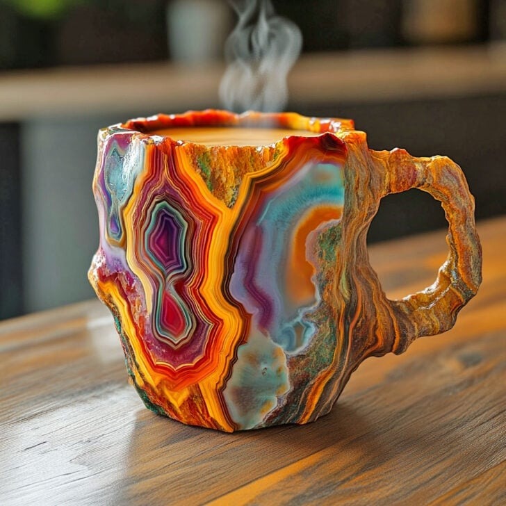 Versatile crystal coffee mug & tea cup, featuring a unique gemstone design for elegant, aesthetic drinkware.