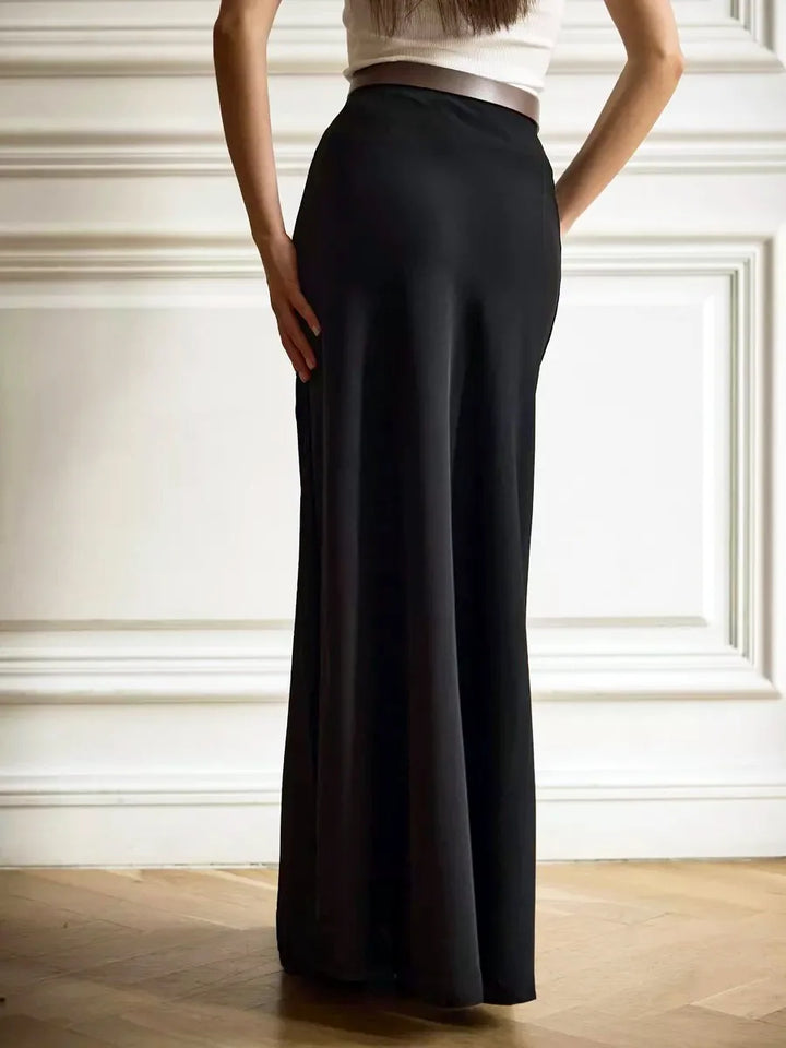 Stylish high-waisted fishtail maxi skirt for women, perfect for formal attire.