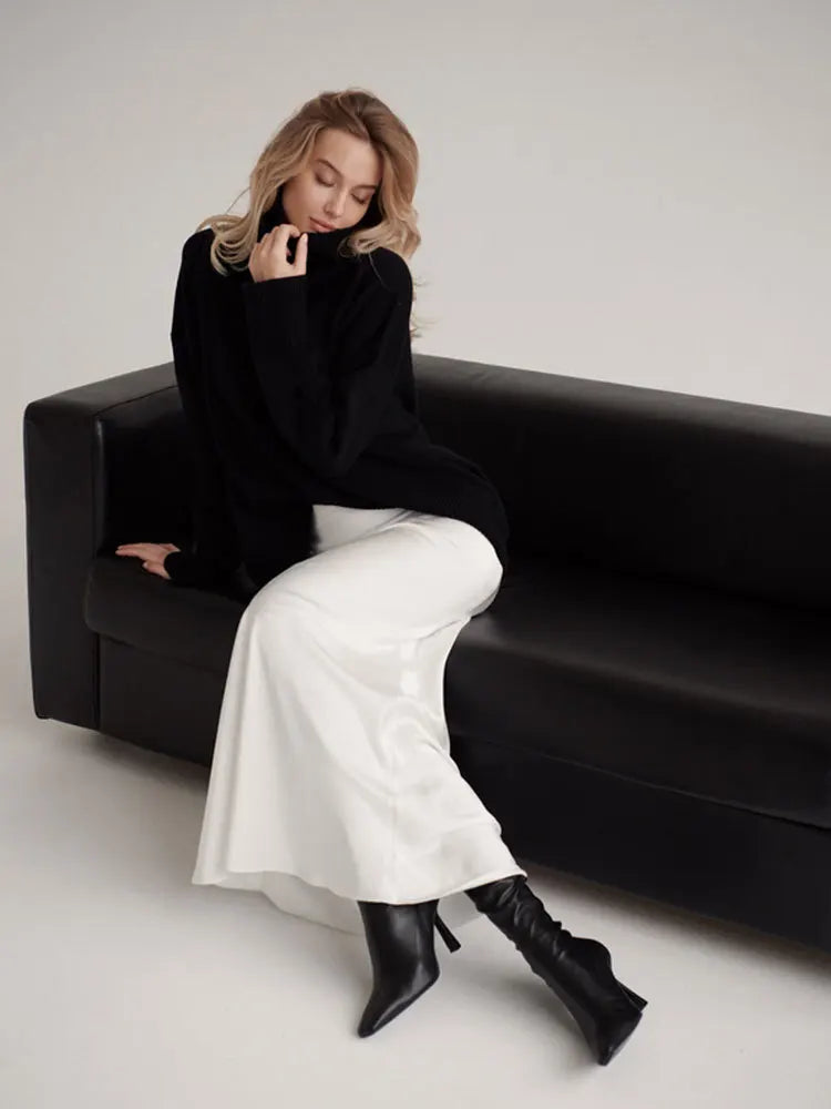 Stunning women's high-waisted maxi fishtail skirt, sophisticated formal events.