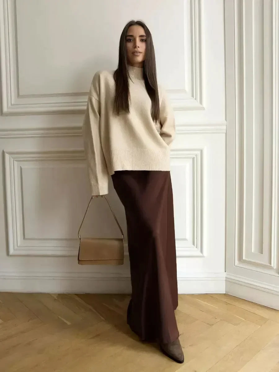 Glamorous high-waisted fishtail maxi skirt for women, elegant formal evening wear.