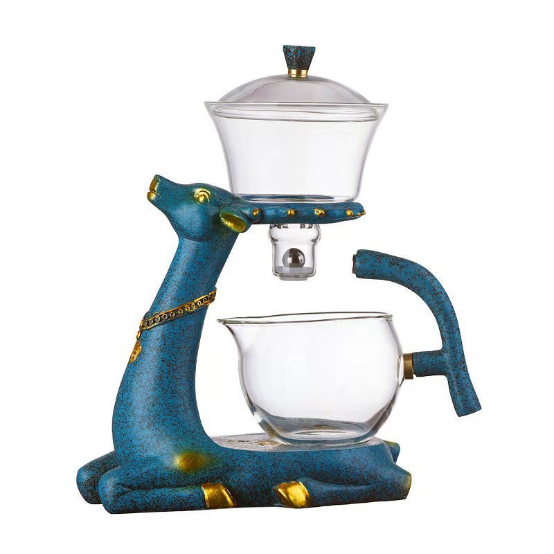 Elegant magnetic automatic tea set for effortless brewing; innovative glass design.