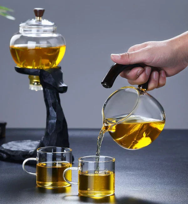 Innovative magnetic glass teapot & tea set, ideal for automatic kungfu tea brewing & kitchenware.