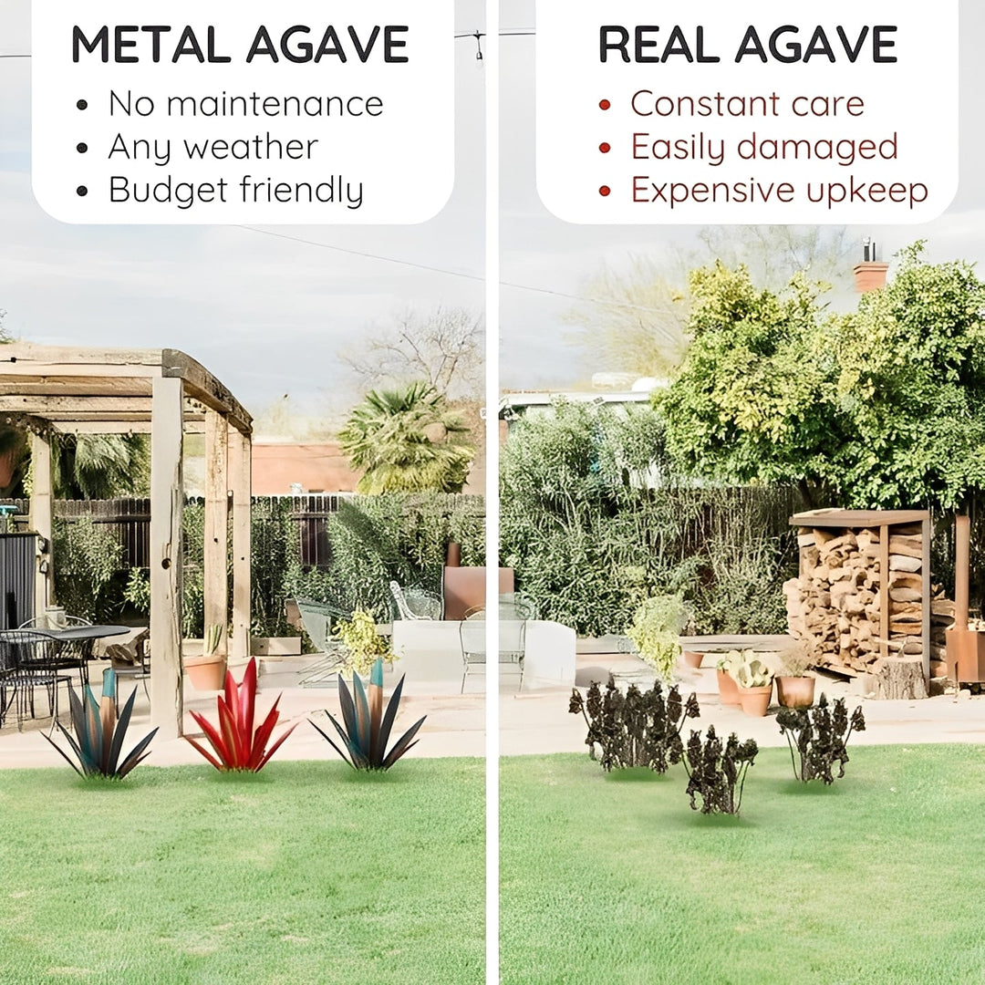 Artistic metal agave sculpture, a stunning piece of outdoor & indoor decor.