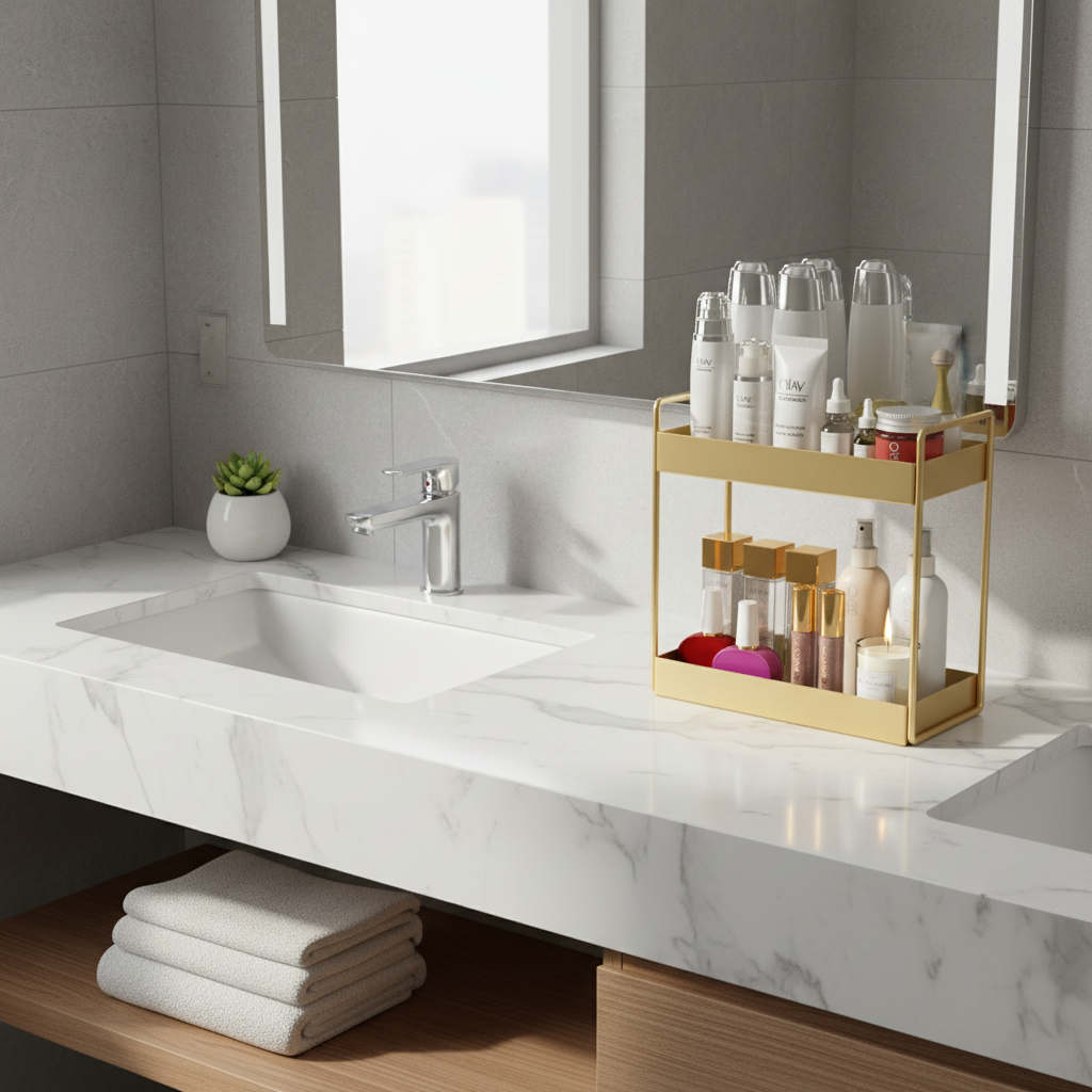 GlamBoard compact organizer tray. Elegant modern storage for a stylish home decor accent.