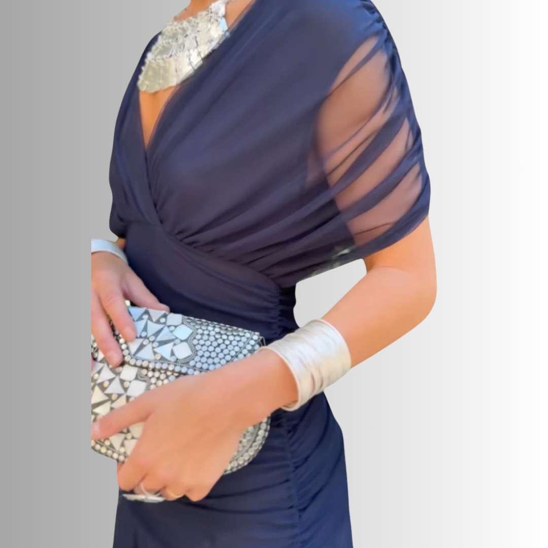 Beautiful women's long off-shoulder evening maxi dress, perfect for any sophisticated formal event or party.