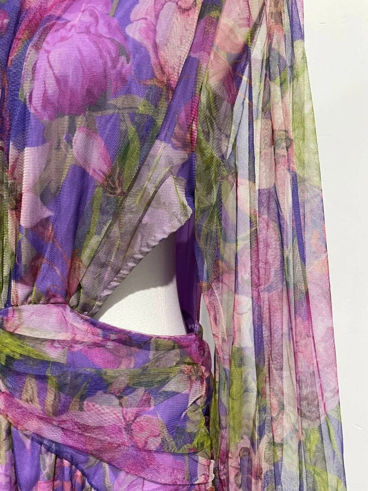 Stunning women's one-shoulder floral maxi dress with high slit, perfect elegant evening gown.