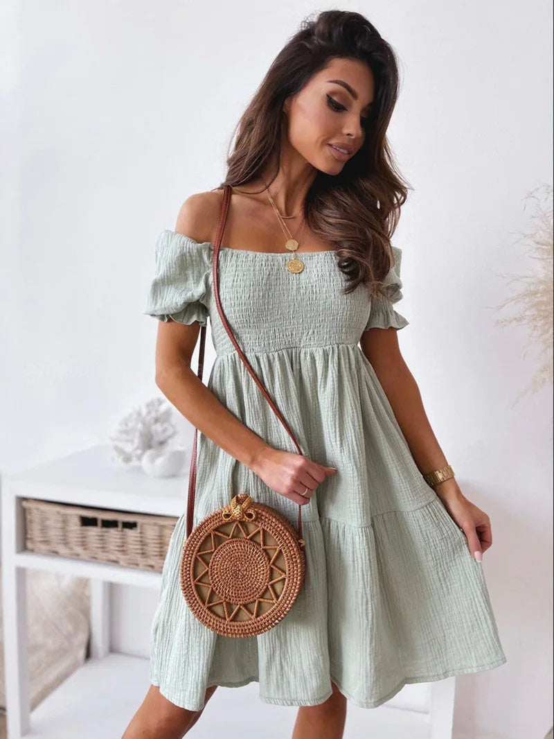 New women's elegant one-shoulder mini dress, perfect for stylish summer nights, parties, or special occasions.