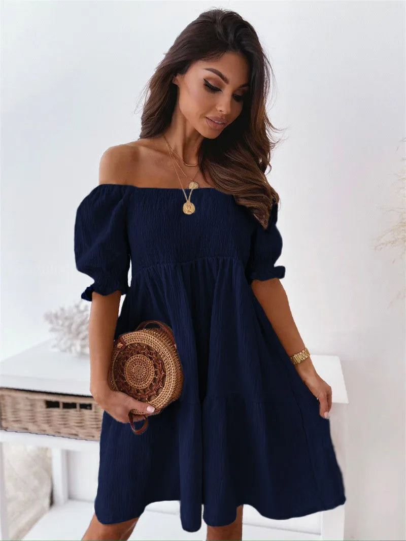 Chic A-line one-shoulder mini dress for women, a short & elegant choice for summer evenings and cocktail events.