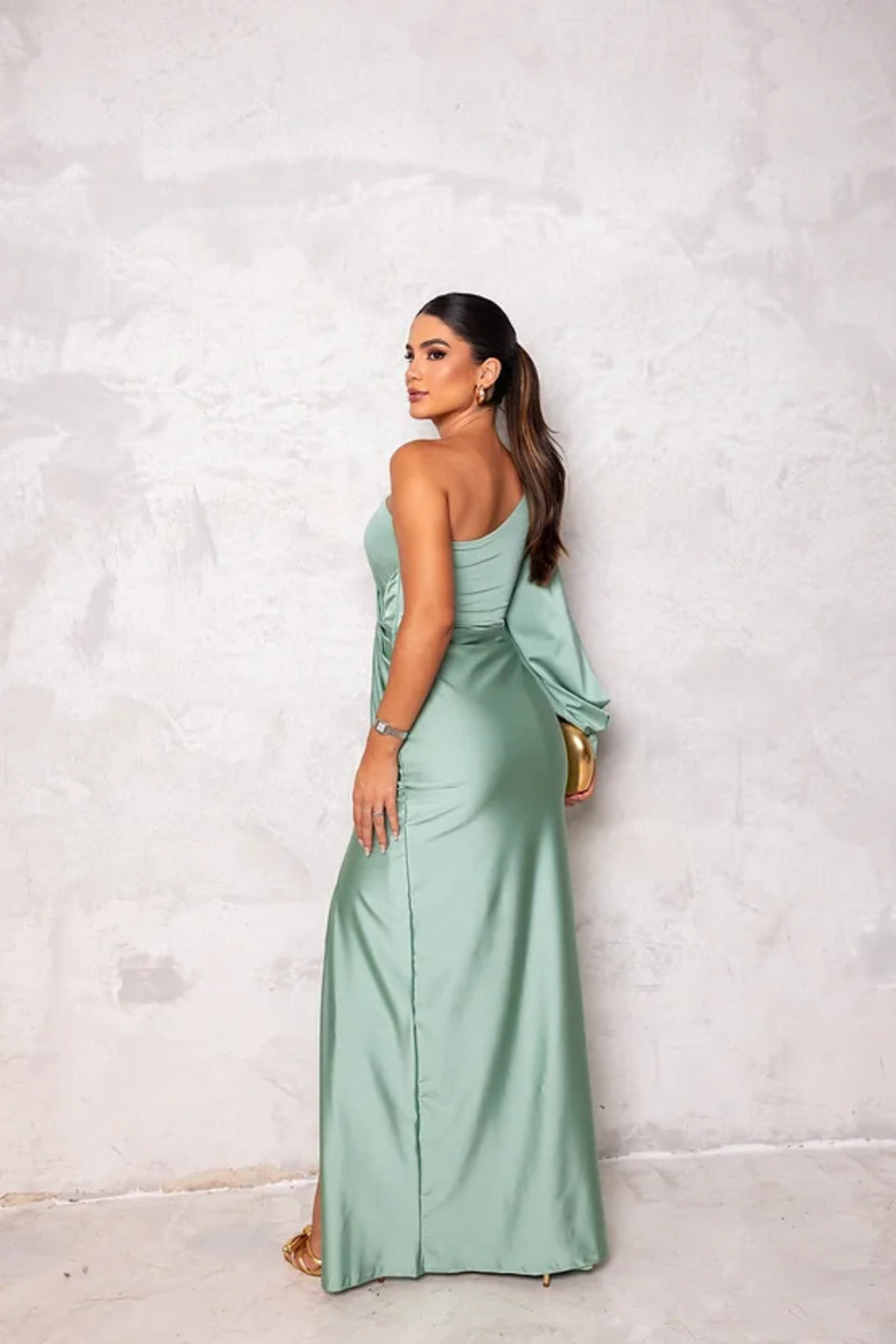 Gorgeous red one shoulder party dress, a flowing maxi for special events.