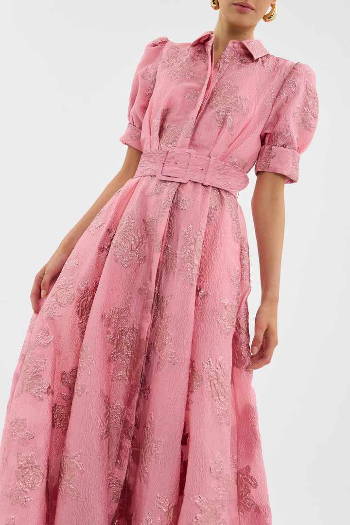 Beautiful pink A-line maxi dress, a sophisticated formal gown. Ideal for wedding guests, parties & special occasions.